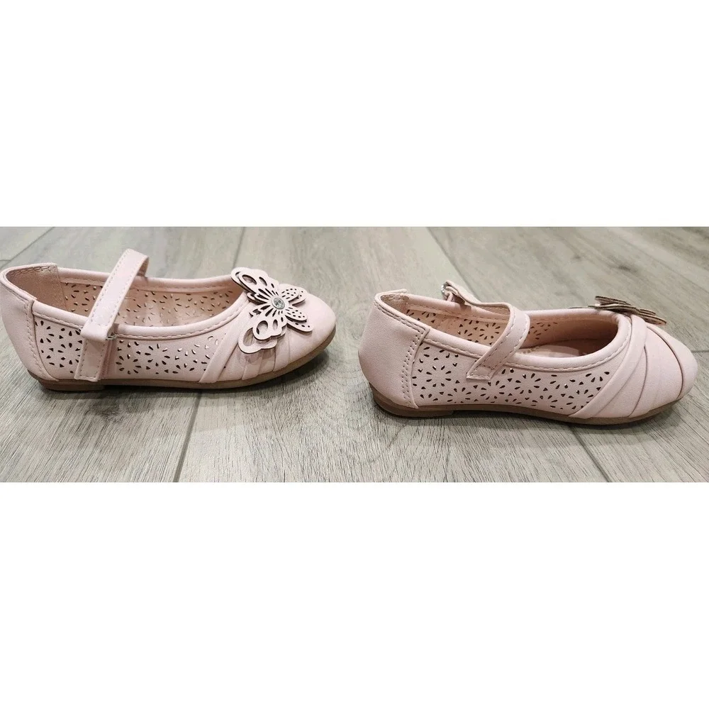 Girls Toddler Light Pink Butterfly‎ Dress Shoes Spring Easter Wedding Size 7